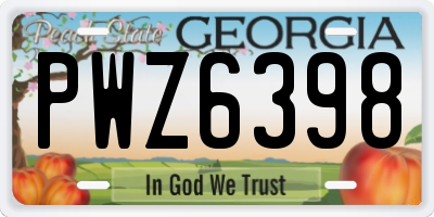 GA license plate PWZ6398