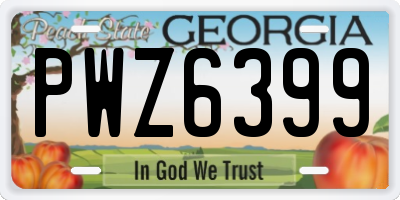 GA license plate PWZ6399