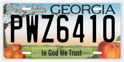 GA license plate PWZ6410