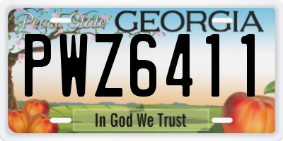GA license plate PWZ6411