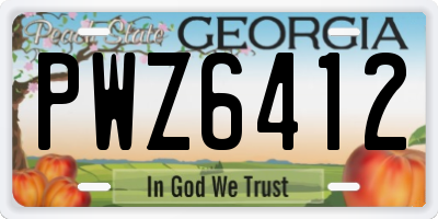GA license plate PWZ6412