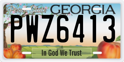 GA license plate PWZ6413