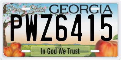 GA license plate PWZ6415