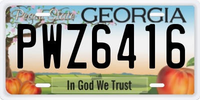 GA license plate PWZ6416