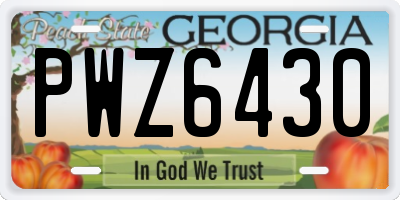 GA license plate PWZ6430