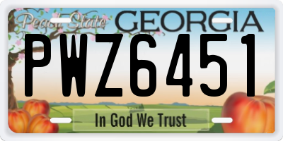 GA license plate PWZ6451
