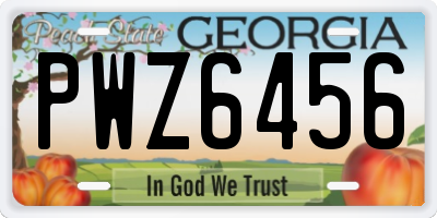 GA license plate PWZ6456