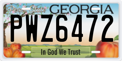 GA license plate PWZ6472