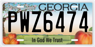 GA license plate PWZ6474