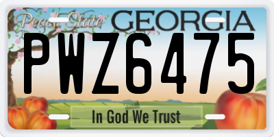 GA license plate PWZ6475