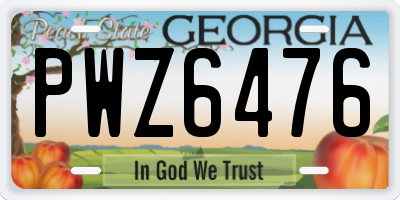 GA license plate PWZ6476