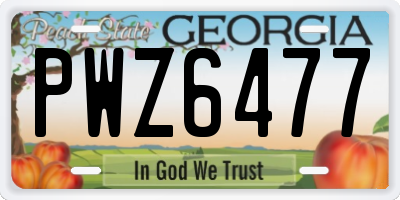 GA license plate PWZ6477