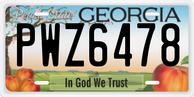 GA license plate PWZ6478