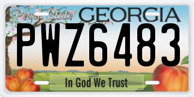 GA license plate PWZ6483