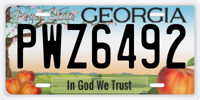 GA license plate PWZ6492