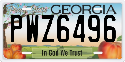 GA license plate PWZ6496