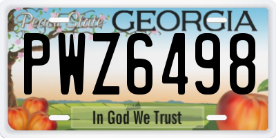 GA license plate PWZ6498