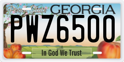 GA license plate PWZ6500