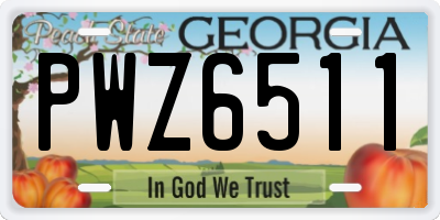 GA license plate PWZ6511