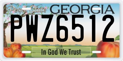 GA license plate PWZ6512