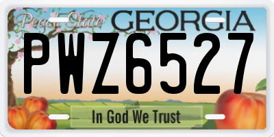 GA license plate PWZ6527