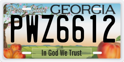 GA license plate PWZ6612