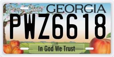 GA license plate PWZ6618