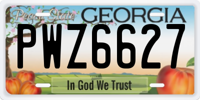 GA license plate PWZ6627