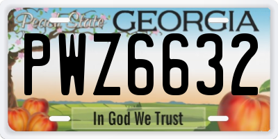 GA license plate PWZ6632