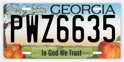 GA license plate PWZ6635