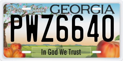 GA license plate PWZ6640