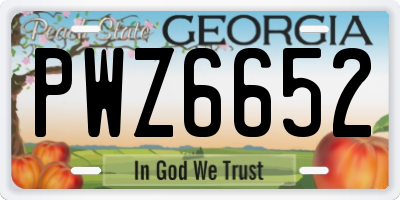 GA license plate PWZ6652