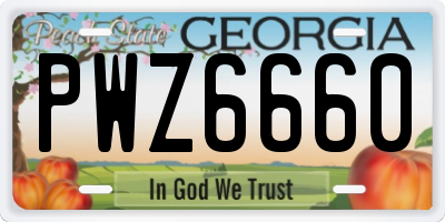 GA license plate PWZ6660