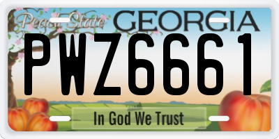 GA license plate PWZ6661