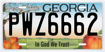 GA license plate PWZ6662