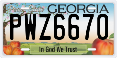 GA license plate PWZ6670