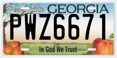GA license plate PWZ6671