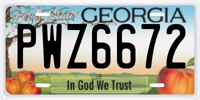 GA license plate PWZ6672