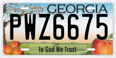GA license plate PWZ6675
