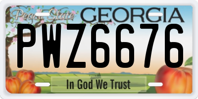 GA license plate PWZ6676