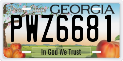 GA license plate PWZ6681