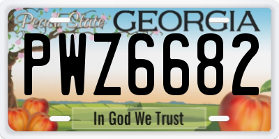 GA license plate PWZ6682