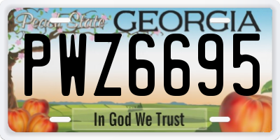 GA license plate PWZ6695