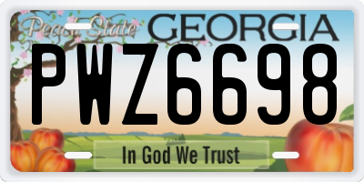 GA license plate PWZ6698