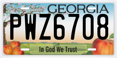 GA license plate PWZ6708