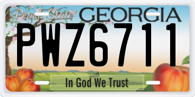 GA license plate PWZ6711