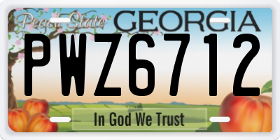 GA license plate PWZ6712