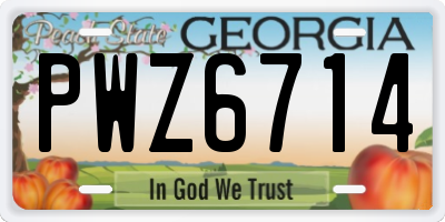 GA license plate PWZ6714