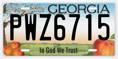 GA license plate PWZ6715