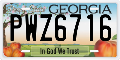 GA license plate PWZ6716